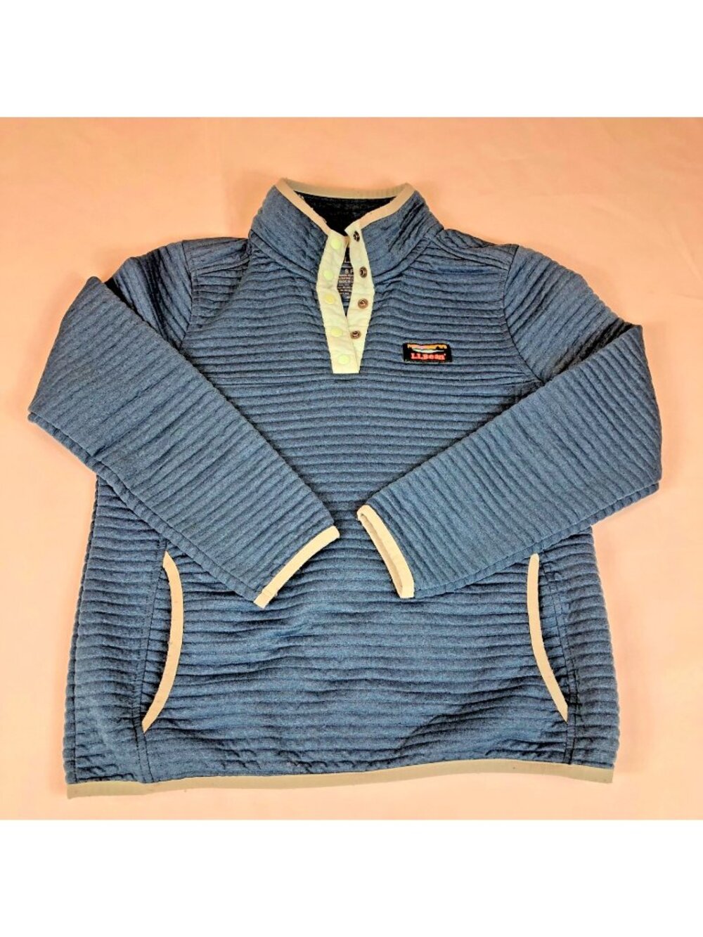 LL Bean Sweater Womens Small Petite Airlight Knit Snap Pullover Long Sleeve